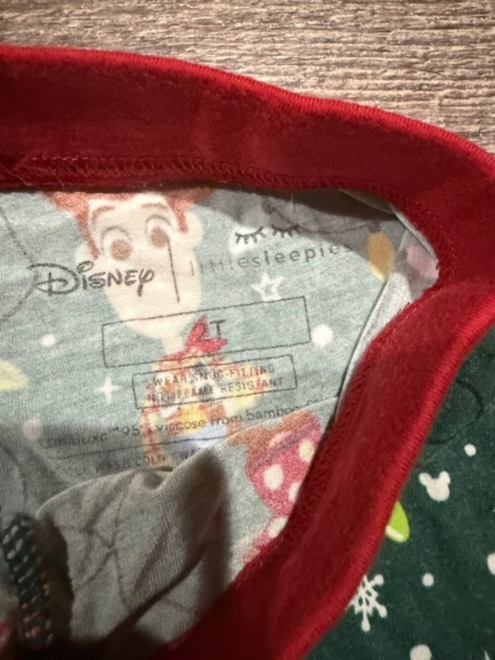 Little Sleepies Two-Piece Pajama Set Size 2T Disney Christmas Print - Picture 3 of 5
